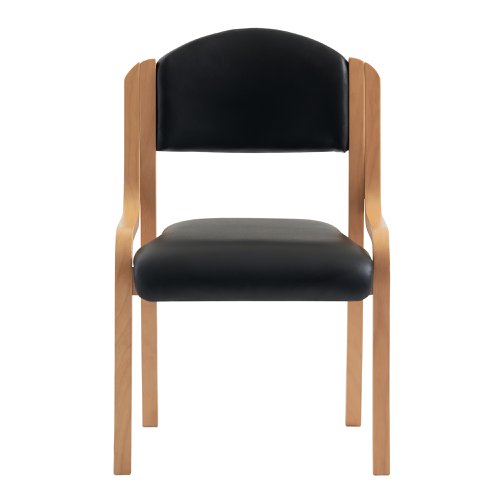 Nautilus Designs Tahara Stackable Conference/Visitor Chair Without Arms Black Vinyl Padded Seat & Backrest and Beech Frame - DPA2070/BE/BKV Nautilus Designs
