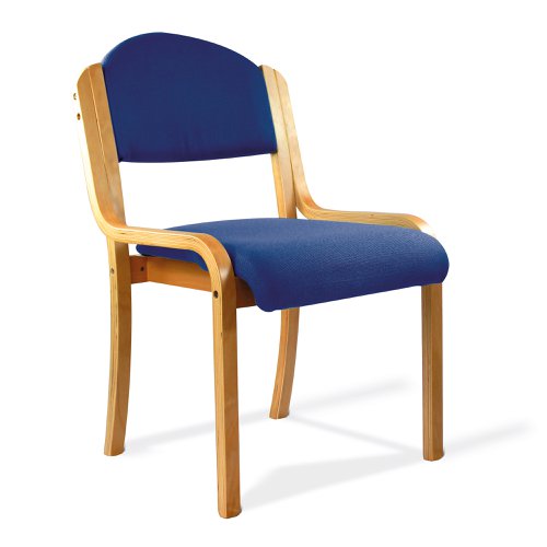 Nautilus Designs Tahara Stackable Conference/Visitor Chair Without Arms Blue Fabric Padded Seat & Backrest and Beech Frame - DPA2070/BE/BL  41817NA