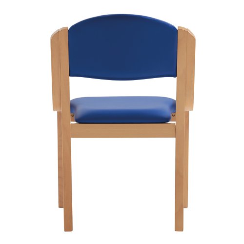 Nautilus Designs Tahara Stackable Conference/Visitor Chair Without Arms Blue Vinyl Padded Seat & Backrest and Beech Frame - DPA2070/BE/BLV Visitors Chairs 41775NA