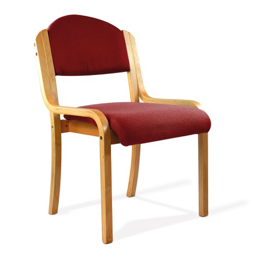 Nautilus Designs Tahara Stackable Conference/Visitor Chair Without Arms Wine Fabric Padded Seat & Backrest and Beech Frame - DPA2070/BE/WN 41824NA Buy online at Office 5Star or contact us Tel 01594 810081 for assistance