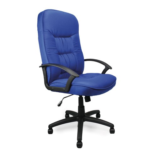 Coniston High Back Fabric Executive Armchair with Sculptured Stitching Detail - Blue