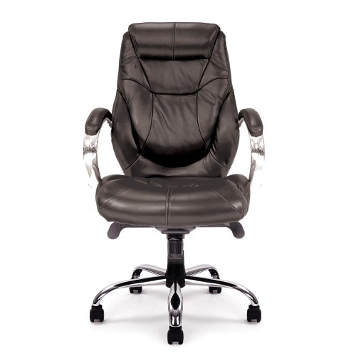 Nautilus Designs Sandown High Back Luxurious Leather Faced Synchronous Executive Chair With Integrated Headrest & Fixed Arms Black - DPA617KTAG/LBK