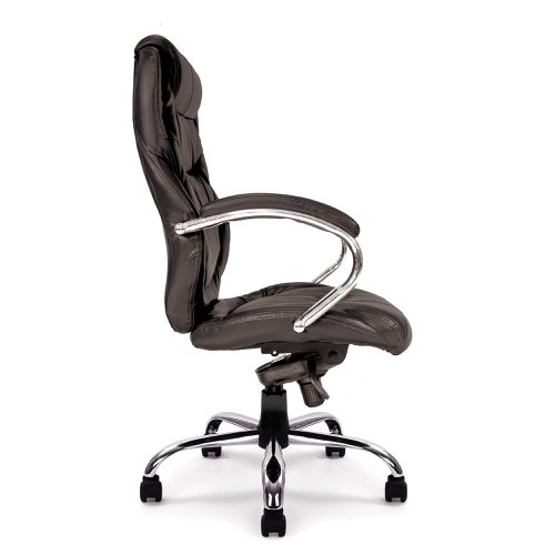 Nautilus Designs Sandown High Back Luxurious Leather Faced Synchronous Executive Chair With Integrated Headrest & Fixed Arms Black - DPA617KTAG/LBK Office Chairs 41180NA
