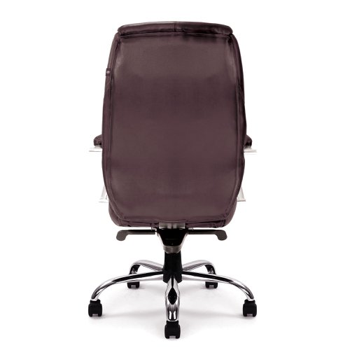 41187NA - Nautilus Designs Sandown High Back Luxurious Leather Faced Synchronous Executive Chair With Integrated Headrest & Fixed Arms Brown - DPA617KTAG/LBW