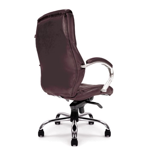 Nautilus Designs Sandown High Back Luxurious Leather Faced Synchronous Executive Chair With Integrated Headrest & Fixed Arms Brown - DPA617KTAG/LBW