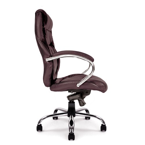 Nautilus Designs Sandown High Back Luxurious Leather Faced Synchronous Executive Chair With Integrated Headrest & Fixed Arms Brown - DPA617KTAG/LBW
