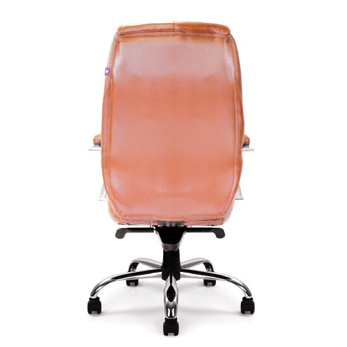 Nautilus Designs Sandown High Back Luxurious Leather Faced Synchronous Executive Chair With Integrated Headrest & Fixed Arms Tan - DPA617KTAG/TN Office Chairs 41194NA