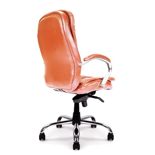 41173NA - Nautilus Designs Santiago High Back Italian Leather Faced Synchronous Executive Chair With Integrated Headrest & Fixed Arms Tan - DPA618KTAG/TN