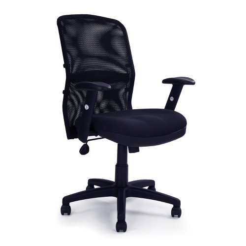 Nautilus Designs Jupiter Medium Back Mesh Executive Task Operator Office Chair With Adjustable Lumbar Support and Arms Black - DPA6200ATGFBK Office Chairs 40571NA