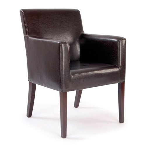 Metro Modern Cubed Armchair Upholstered in a Durable Leather Effect Finish - Brown | DPA7754/BW | Nautilus Designs