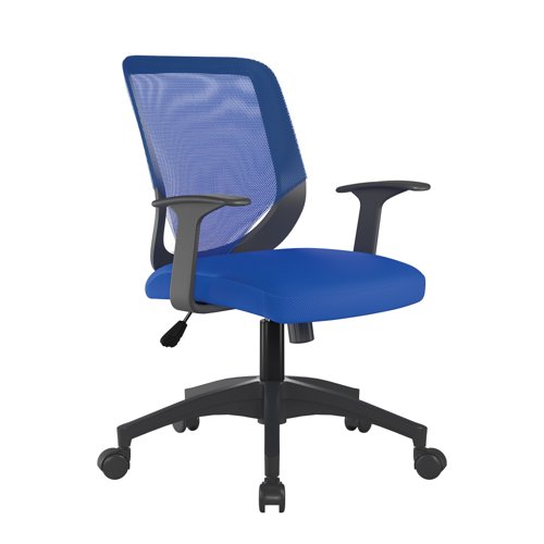 Medium Back Operator Armchair with Black Base - Blue