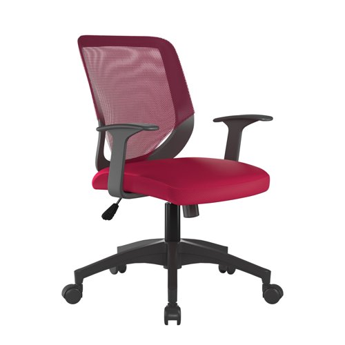 Medium Back Operator Armchair with Black Base - Red