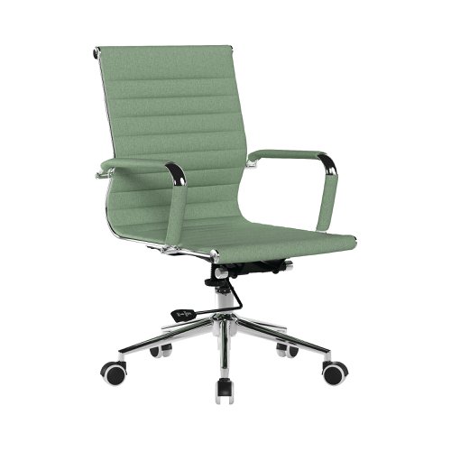 Contemporary Medium Back Fabric Executive Armchair with Chrome Base - Green