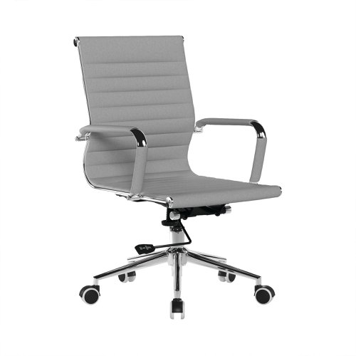 Nautilus Designs Aura Contemporary Medium Back Fabric Executive Office Chair With Fixed Arms and Chrome Base Grey - BCF/8003/GY