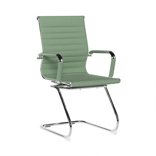 Contemporary Medium Back Fabric visitor Chair with Chrome Frame - Green