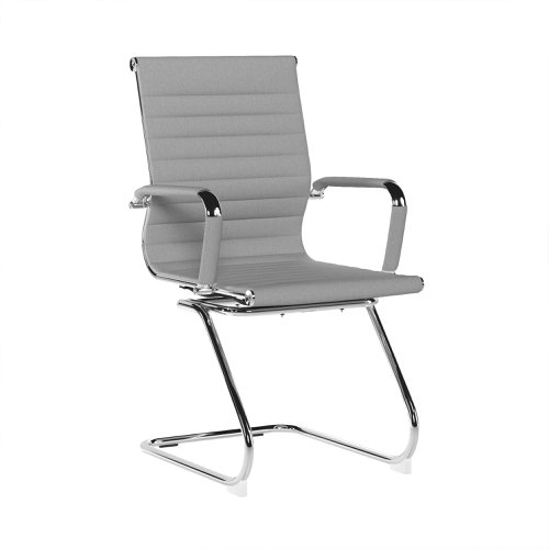 Contemporary Medium Back Fabric visitor Chair with Chrome Frame - Grey