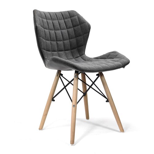 Amelia Stylish Lightweight Fabric Chair with Solid Beech Legs and Contemporary Panel Stitching - Grey