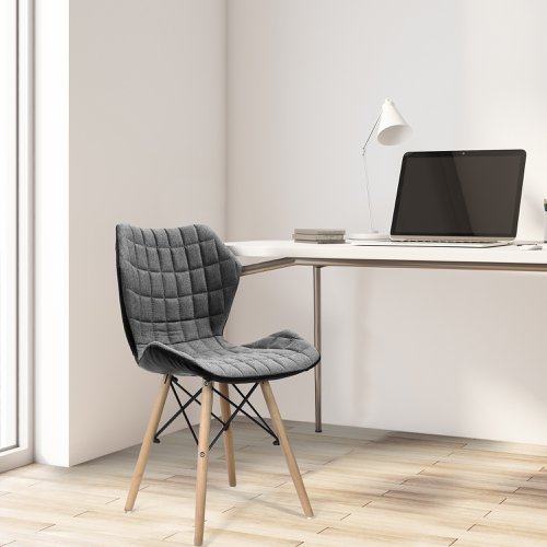 41901NA | Our modern, stylish and versatile side chair is ideal for a range of applications. It would complement a conservatory, home office or even a dining room - the possibilities are endless. It is deceptively comfortable and hugs your posture. Available in 4 unique colours, it is finished with detailed panel stitching, contrasting back and underseat fabric, and is finished with natural and dependable solid beech legs with an inner support frame.