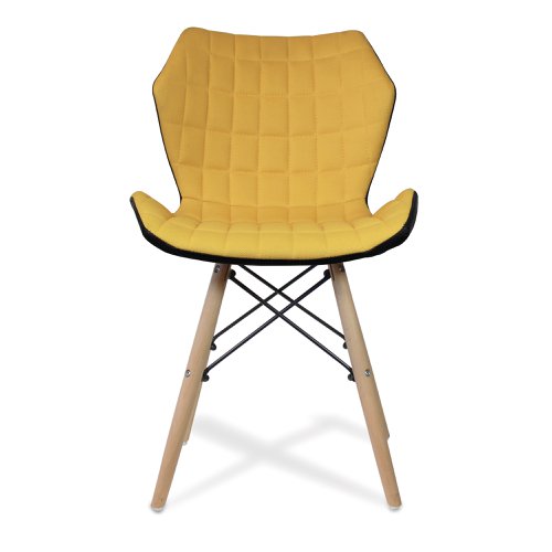 41908NA - Nautilus Designs Amelia Contemporary Lightweight Fabric Chair With Panel Stitching Mustard and Solid Beech Legs - BCF/B570/MT
