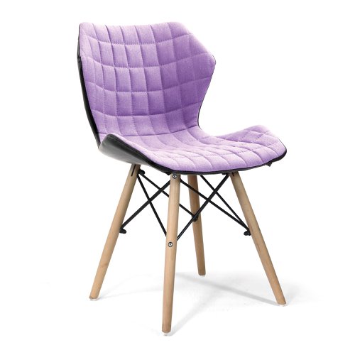 Amelia Stylish Lightweight Fabric Chair with Solid Beech Legs and Contemporary Panel Stitching - Purple