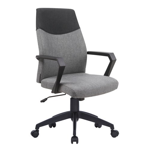 Nautilus Designs Clyde High Back Two Tone Fabric Executive Office Chair With Modern Angular Fixed Arms Grey/Black - BCF/F569/GY-BK