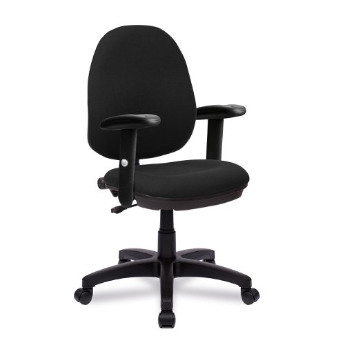 Java 100 Medium Back Operator Chair - Single Lever with Height Adjustable Arms - Black