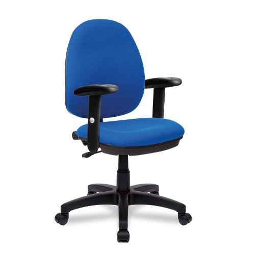 Java 100 Medium Back Operator Chair - Single Lever with Height Adjustable Arms - Blue