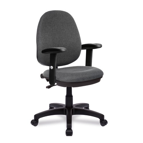 Java Medium Back Operator Chair - Single Lever with Height Adjustable Arms - Grey