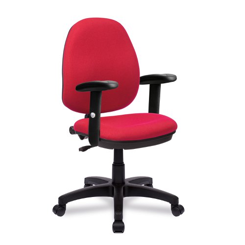 Java 100 Medium Back Operator Chair - Single Lever with Height Adjustable Arms - Red
