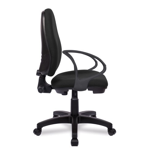 Nautilus Designs Java 100 Medium Back Single Lever Fabric Operator Office Chair With Fixed Arms Black - BCF/I300/BK/A