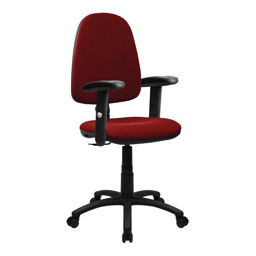 Java Medium Back Operator Chair - Single Lever with Height Adjustable Arms - Wine