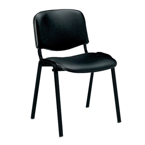 Iso Black Framed Stackable Conference/Meeting Chair - Black Vinyl - Minimum Order Quantity -10