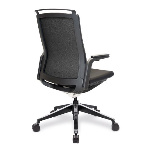 Nautilus Designs Libra High Back Fabric Executive Office Chair With Slimline Seat & Back Built-in Levers & Fixed Arms Black - BCF/K500/BK-BK