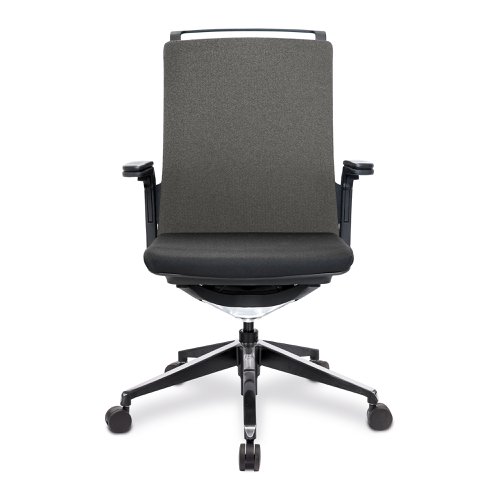 Nautilus Designs Libra High Back Fabric Executive Office Chair With Slimline Seat & Back Built-in Levers & Fixed Arms Grey - BCF/K500/BK-GY  41138NA