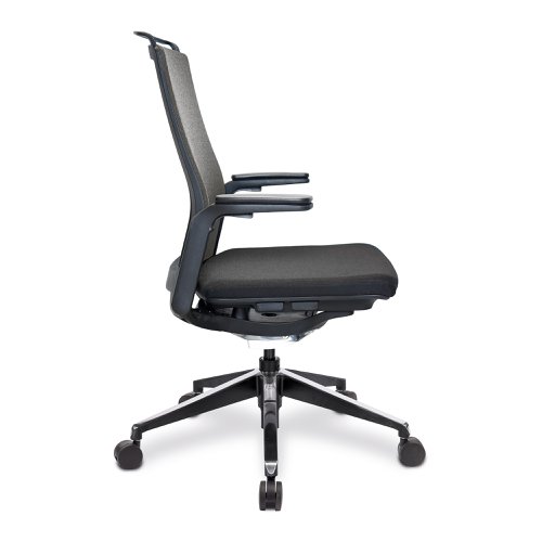 Nautilus Designs Libra High Back Fabric Executive Office Chair With Slimline Seat & Back Built-in Levers & Fixed Arms Grey - BCF/K500/BK-GY  41138NA