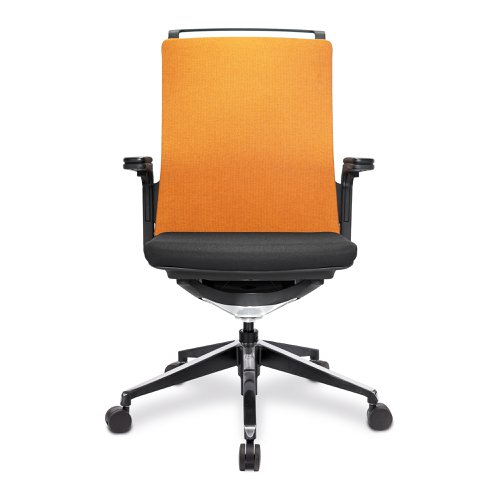 Nautilus Designs Libra High Back Fabric Executive Office Chair With Slimline Seat & Back Built-in Levers & Fixed Arms Black/Orange - BCF/K500/BK-OG