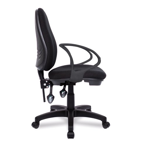 Nautilus Designs Java 200 Medium Back Twin Lever Fabric Operator Office Chair With Fixed Arms Black - BCF/P505/BK/A