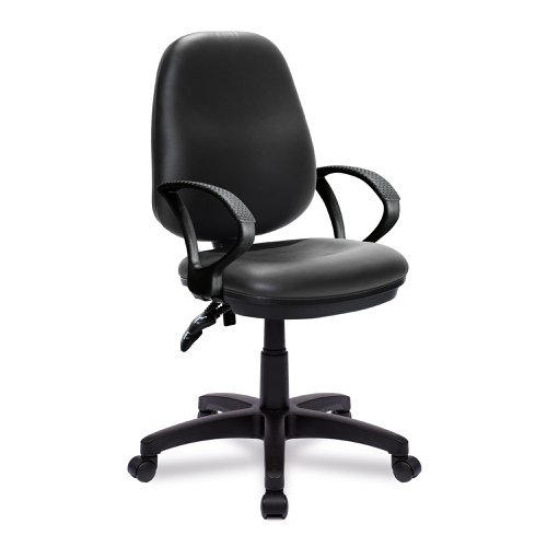 Java 200 Medium Back Operator Chair - Twin Lever with Fixed Arms - Black Vinyl