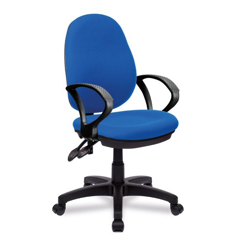 Java 200 Medium Back Operator Chair - Twin Lever with Fixed Arms - Blue