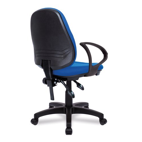 Nautilus Designs Java 200 Medium Back Twin Lever Fabric Operator Office Chair With Fixed Arms Blue - BCF/P505/BL/A