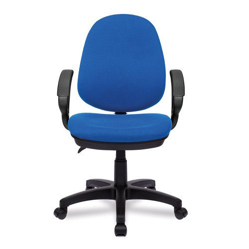 Nautilus Designs Java 200 Medium Back Twin Lever Fabric Operator Office Chair With Fixed Arms Blue - BCF/P505/BL/A