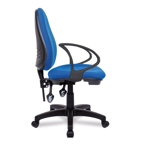 Nautilus Designs Java 200 Medium Back Twin Lever Fabric Operator Office Chair With Fixed Arms Blue - BCF/P505/BL/A