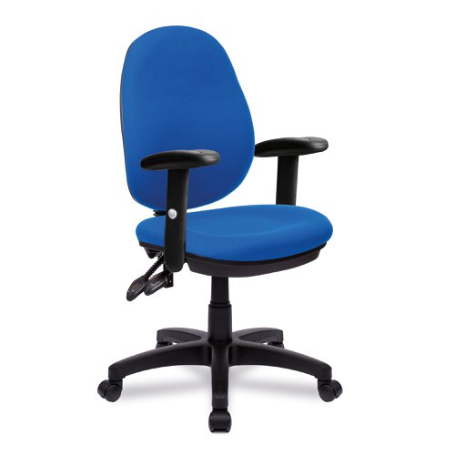 Java 200 Medium Back Operator Chair - Twin Lever with Height Adjustable Arms - Blue