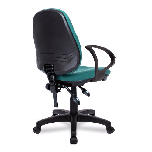 Nautilus Designs Java 200 Medium Back Twin Lever Fabric Operator Office Chair With Fixed Arms Green - BCF/P505/GN/A