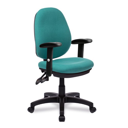 Java 200 Medium Back Operator Chair - Twin Lever with Height Adjustable Arms - Green