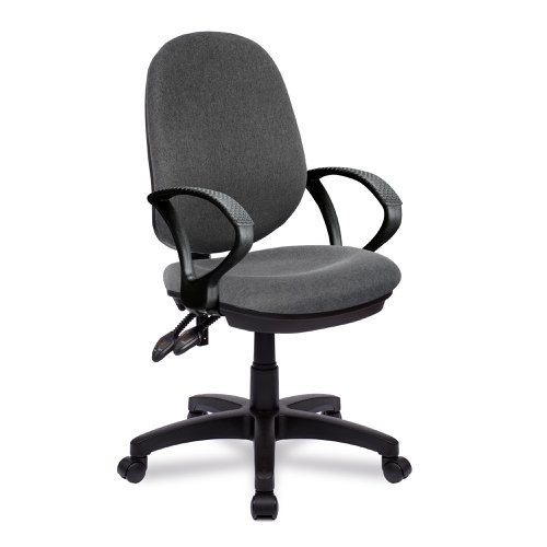 Nautilus Designs Java 200 Medium Back Twin Lever Fabric Operator Office Chair With Fixed Arms Grey - BCF/P505/GY/A