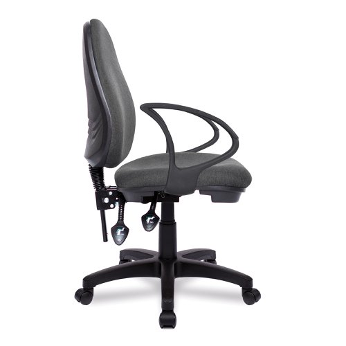 Nautilus Designs Java 200 Medium Back Twin Lever Fabric Operator Office Chair With Fixed Arms Grey - BCF/P505/GY/A