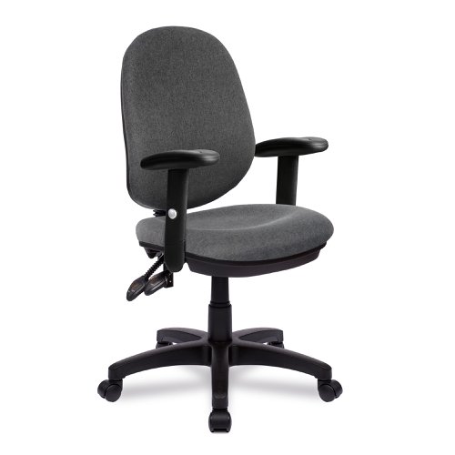 Java 200 Medium Back Operator Chair - Twin Lever with Height Adjustable Arms - Grey