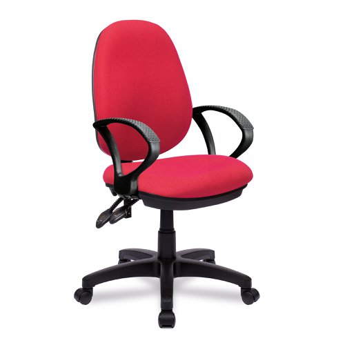 Java 200 Medium Back Operator Chair - Twin Lever with Fixed Arms - Red