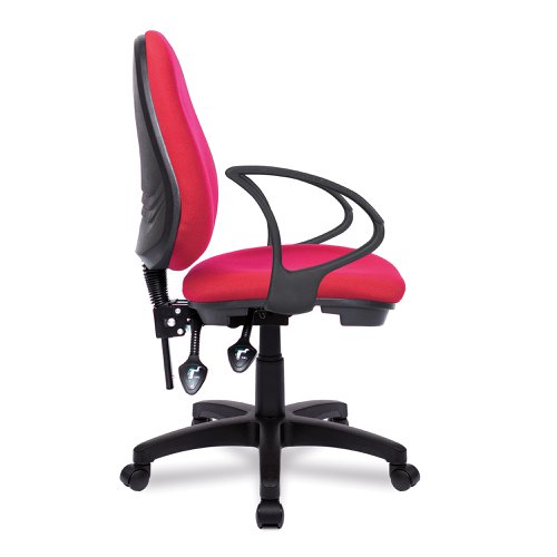 Nautilus Designs Java 200 Medium Back Twin Lever Fabric Operator Office Chair With Fixed Arms Red - BCF/P505/RD/A